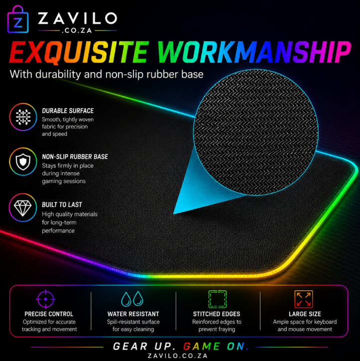 RGB Gaming Mouse Pad – Extended Large with 14 Lighting Modes & Non-Slip Base