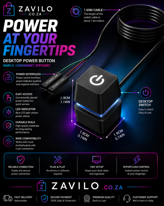 External Desktop Power Button Extension Cable – Computer Start Switch for PC & Internet Cafe