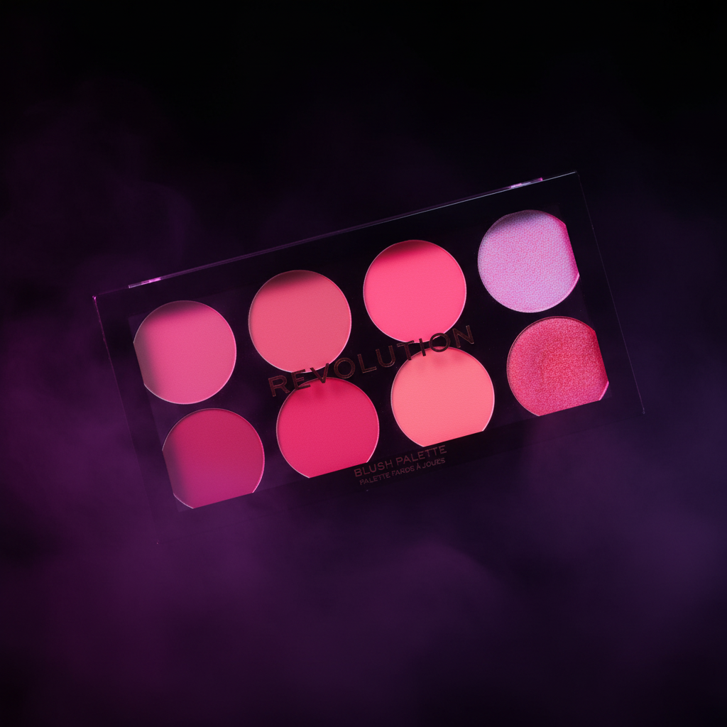Revolution Blush Palette neon glow editorial