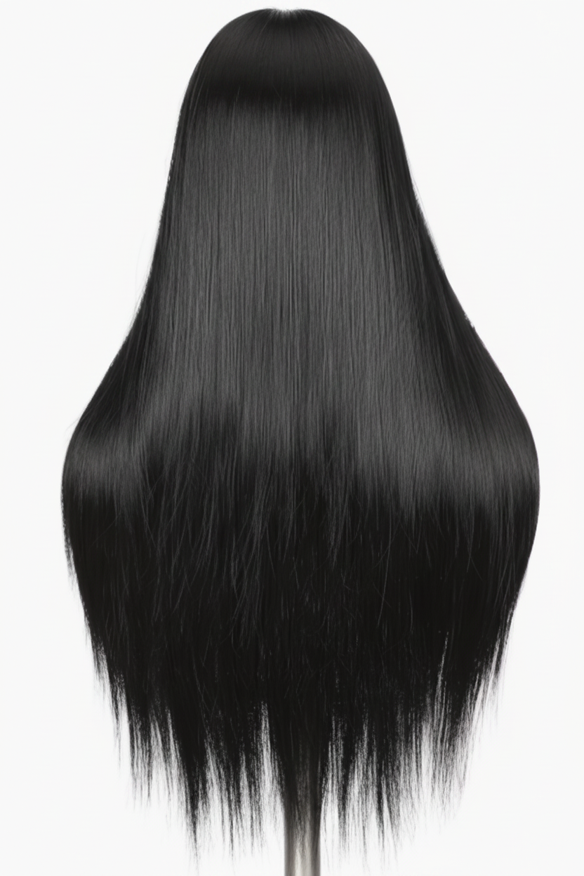 Long black wig - full length studio