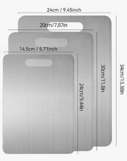 Stainless Steel Cutting Board Set of 3 — Hygienic, Rust-Free & Easy to Clean
