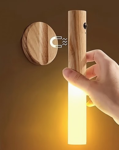 Motion Sensor Night Light, Magnetic Wall Light, Indoor Wooden Wall Light Wardrobe Light