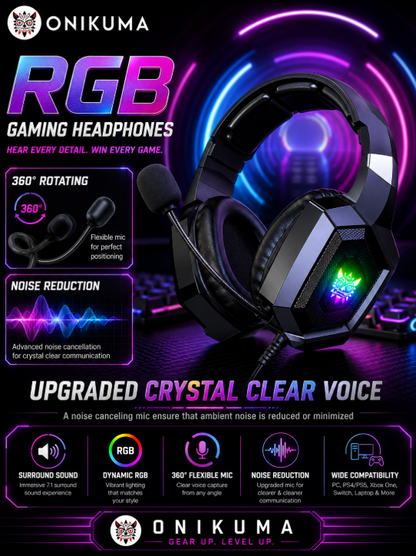 ONIKUMA K8 Wired Gaming Headset with Microphone