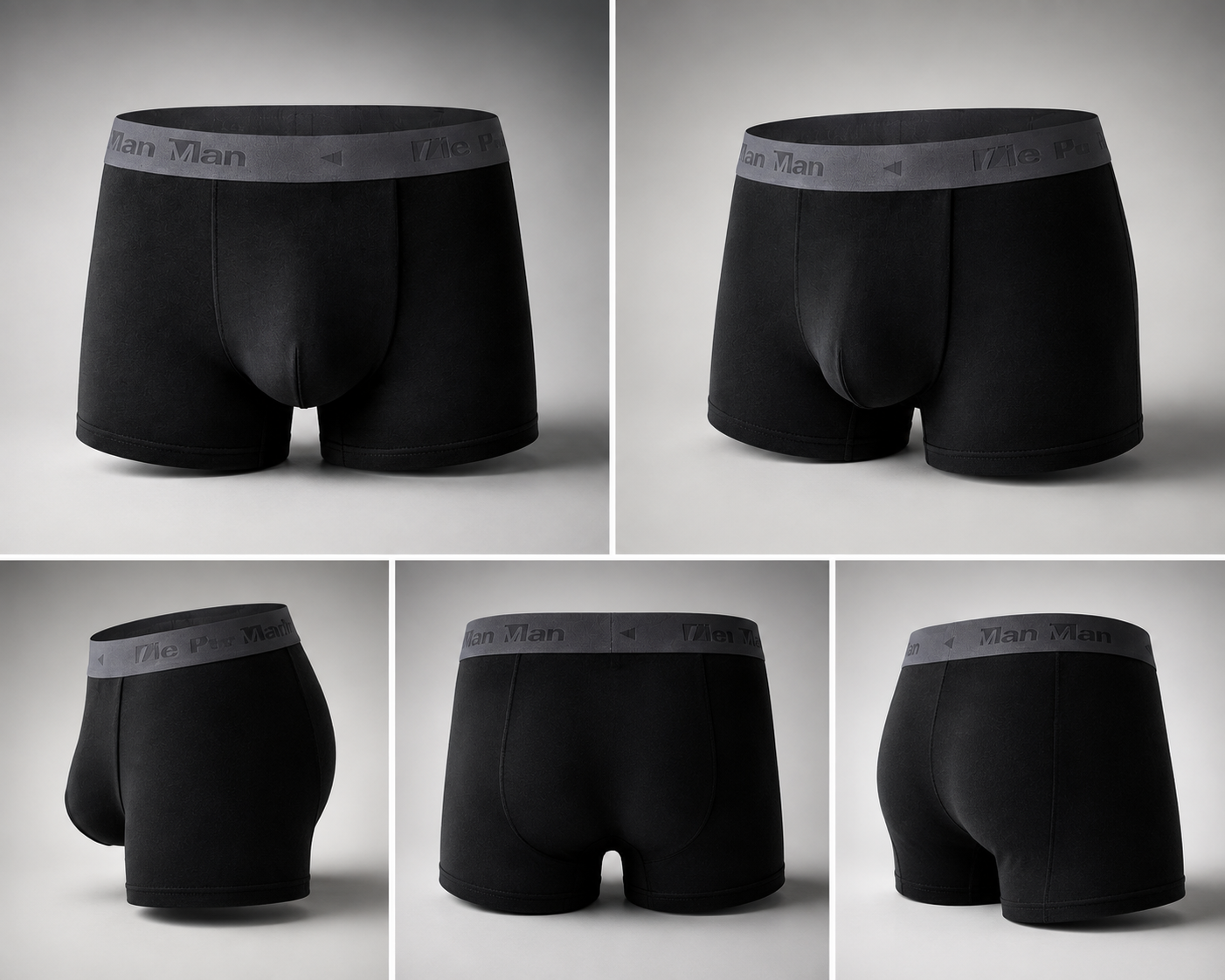 Men's 5-Pack Premium Black Boxer Briefs – Soft, Moisture-Wicking & Perfect Fit