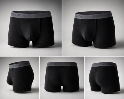 Men's 5-Pack Premium Black Boxer Briefs – Soft, Moisture-Wicking & Perfect Fit