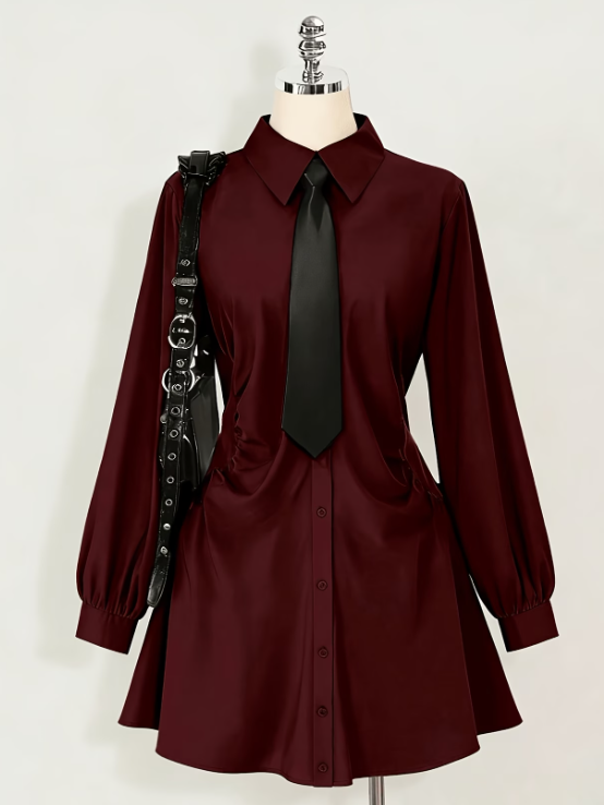 Crimson Rebellion Shirt Dress