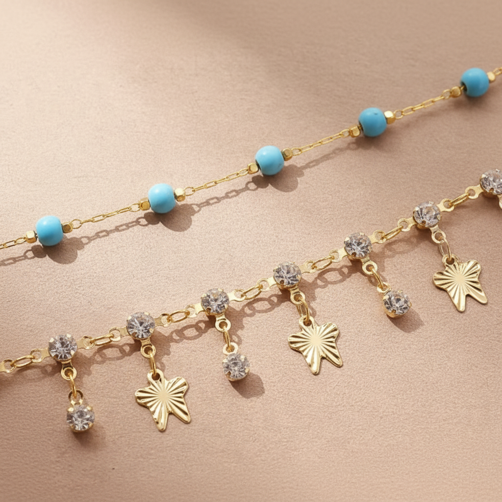 Anklet set flat lay