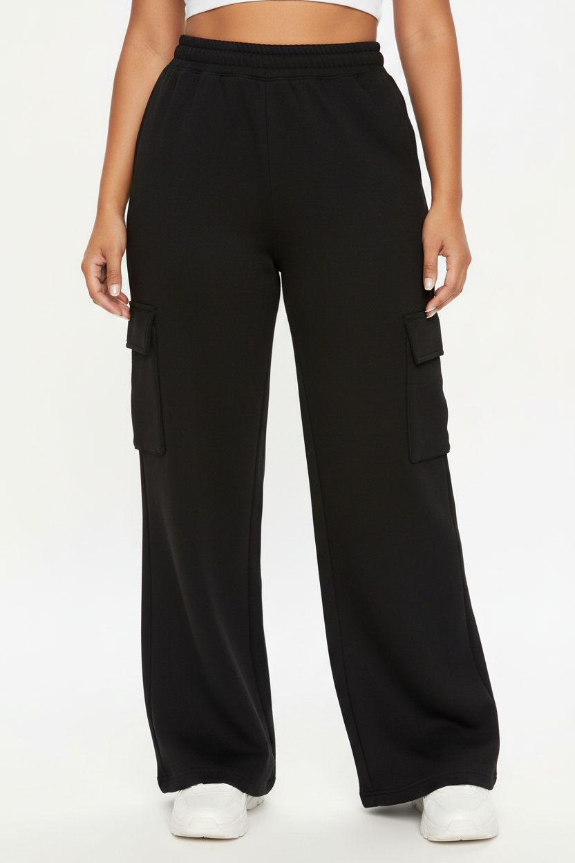 Black Cargo Pants - South Asian Model