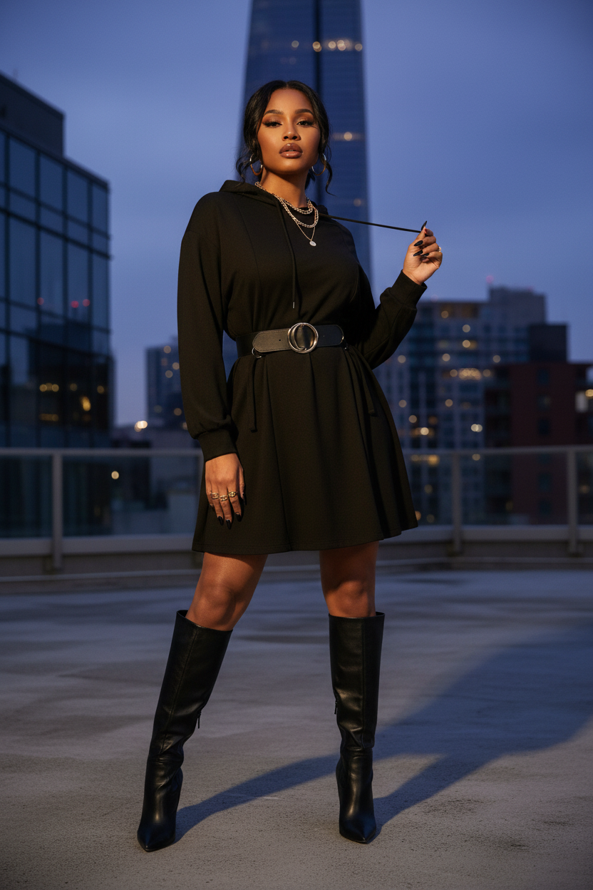 Black Hoodie Dress - Urban Editorial