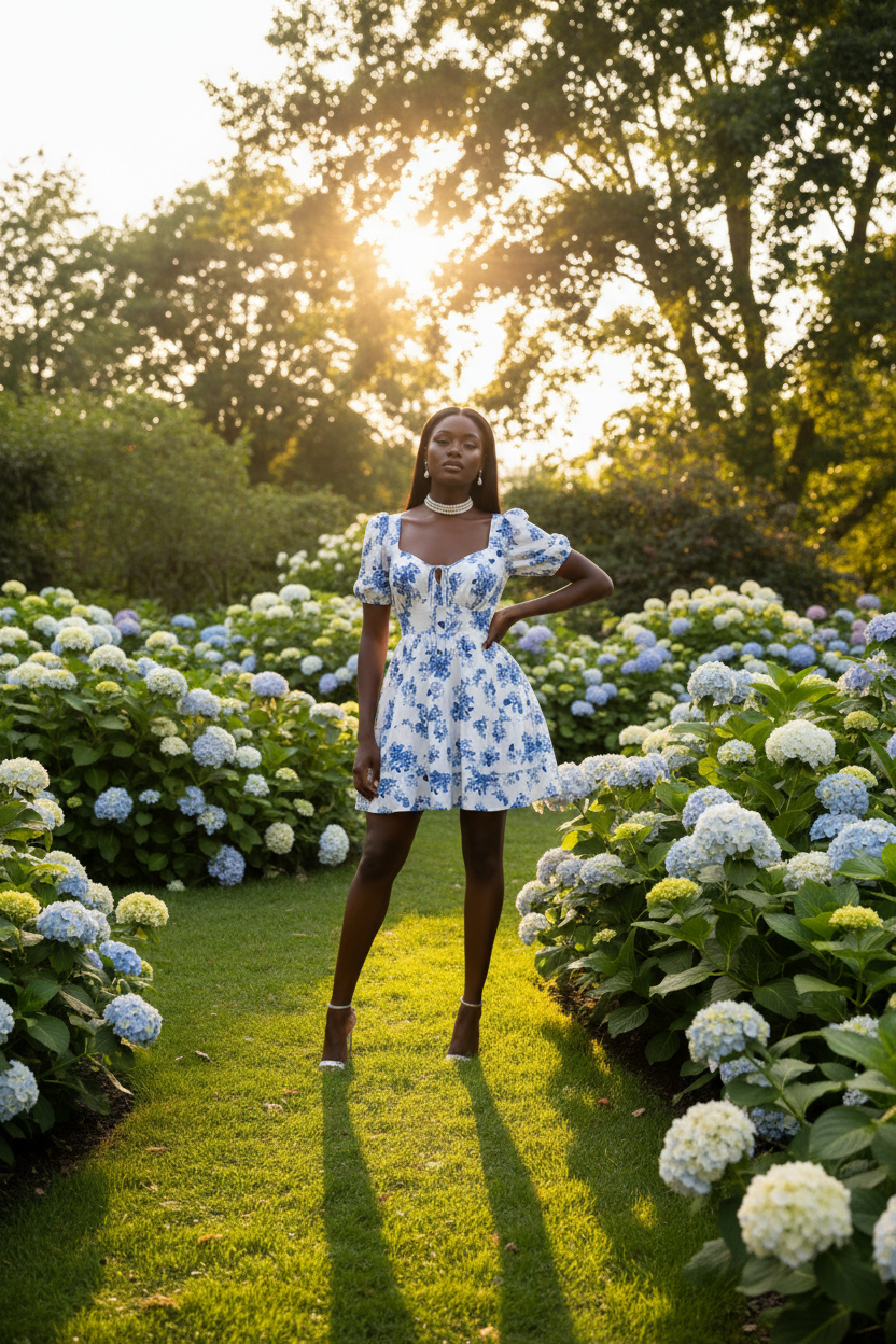 Blue Floral Dress - Garden Editorial