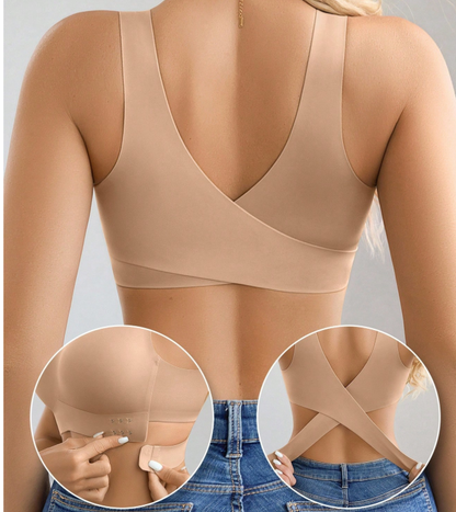 Seamless Crisscross Back Bra – No Padding | Front Closure | XS–XXL