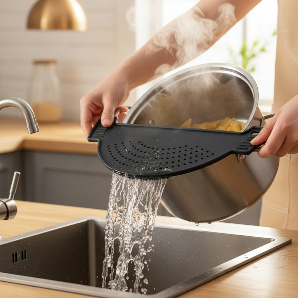 Clip-On Strainer Action