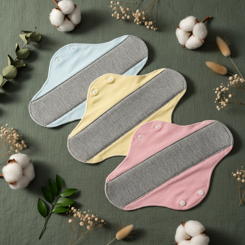 Cloth Pads - Sage Flat Lay