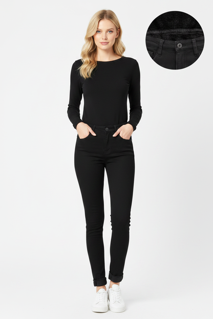 Fleece Jeans - White Blonde Model Front