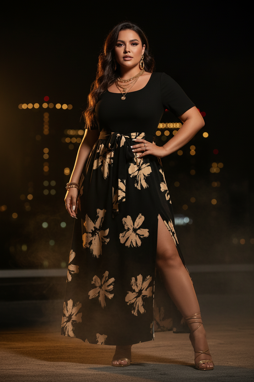 Floral Dress - Woman Rooftop