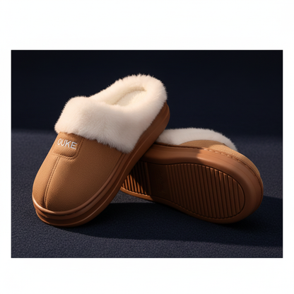 Fur Slipper Pair - Navy Profile