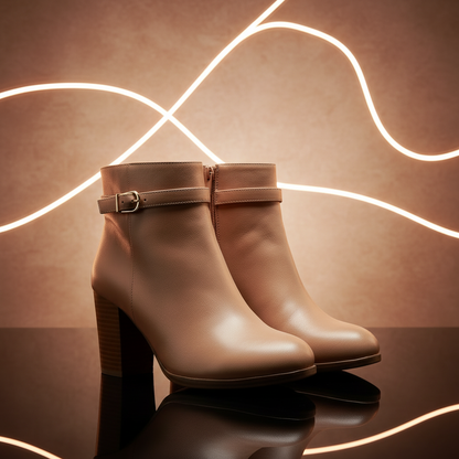 Pair of Madison Ombretta nude boots champagne rose gold glow