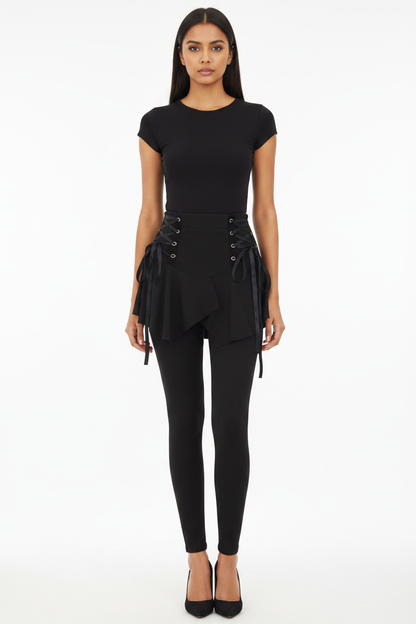 Lace-Up Skirt Leggings - South Asian Model