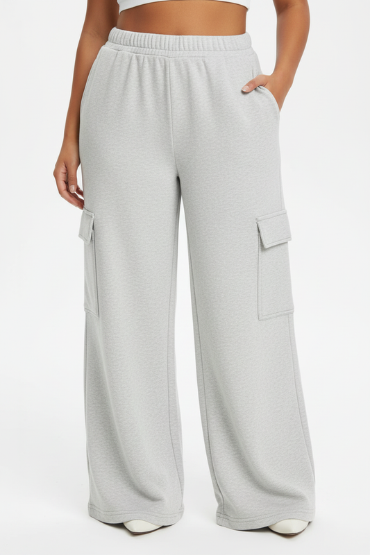 Light Grey Cargo Pants - East Asian Model