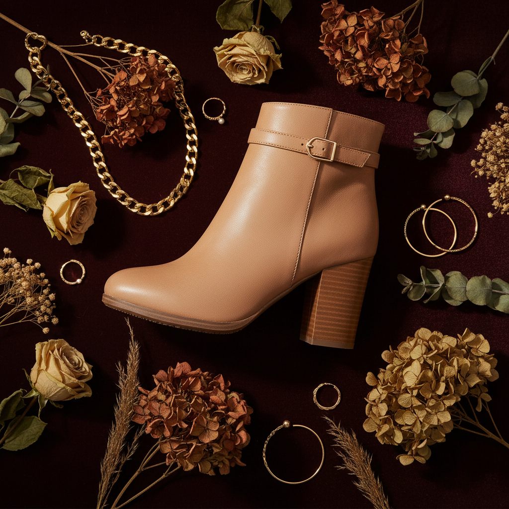 Nude Boot Pair - Burgundy Velvet