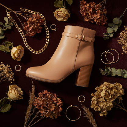 Nude Boot Pair - Burgundy Velvet