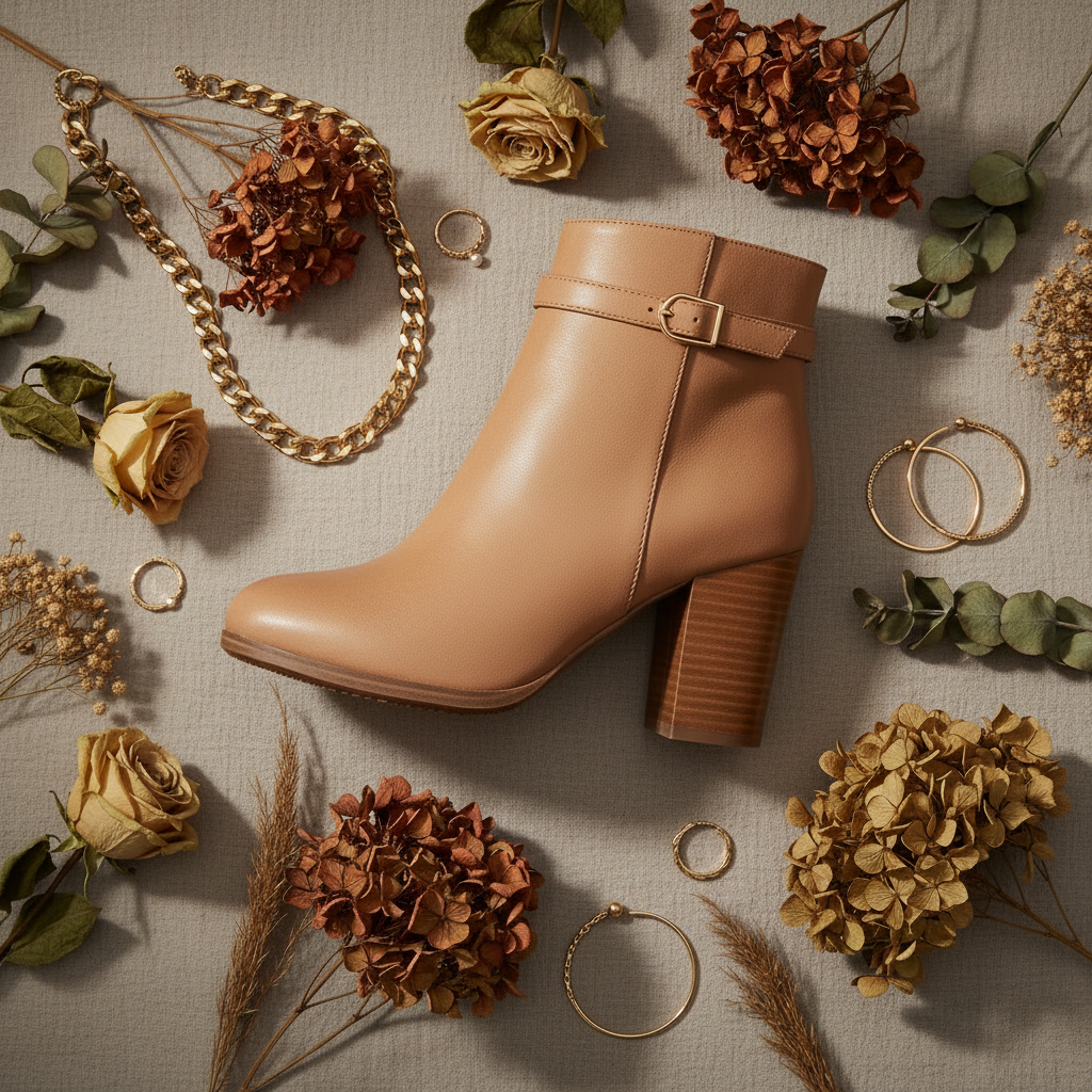 Nude Boot Pair - Nude Flat Lay