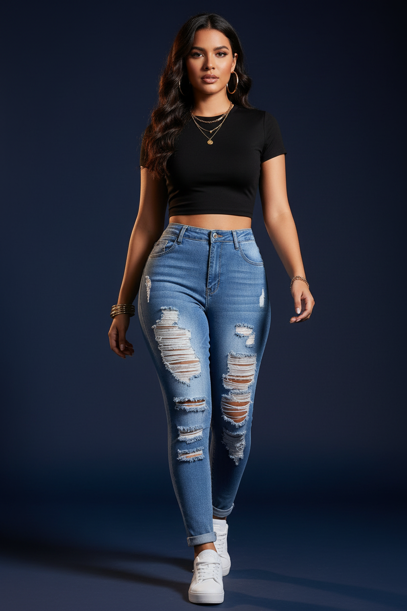 Ripped Jeans - Woman Walking