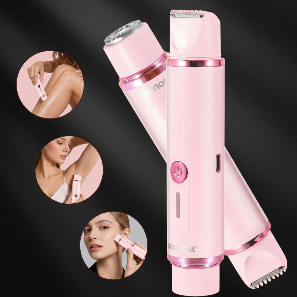 Shaver with dual heads and diverse usage insets
