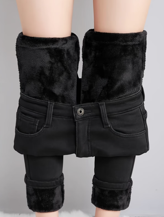 Fleece-lined skinny jeans - back view