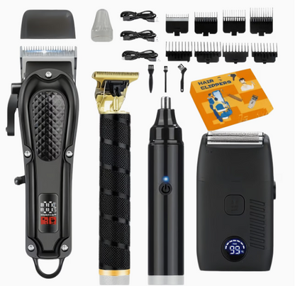 Professional 4-in-1 Hair Clipper & Grooming Set – Black