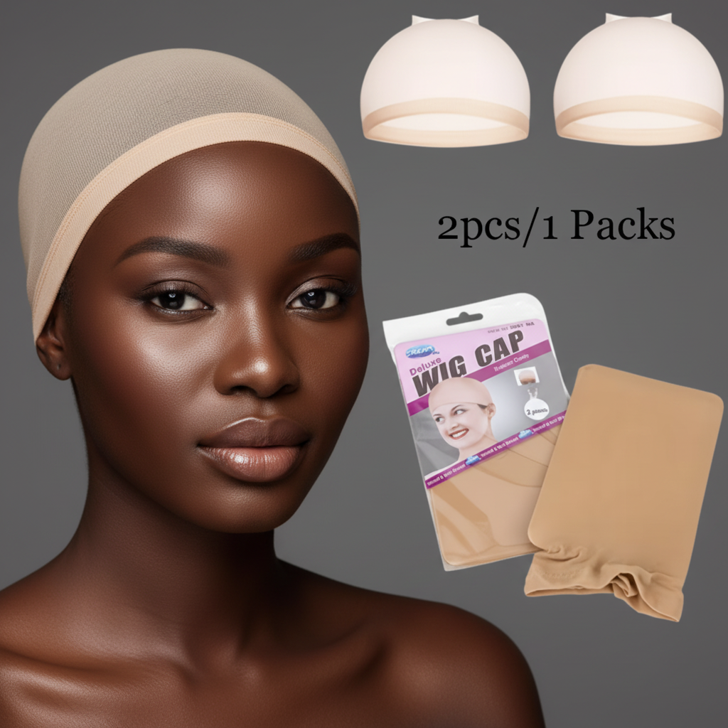 Wig cap on model - deeper skin tone, matches original