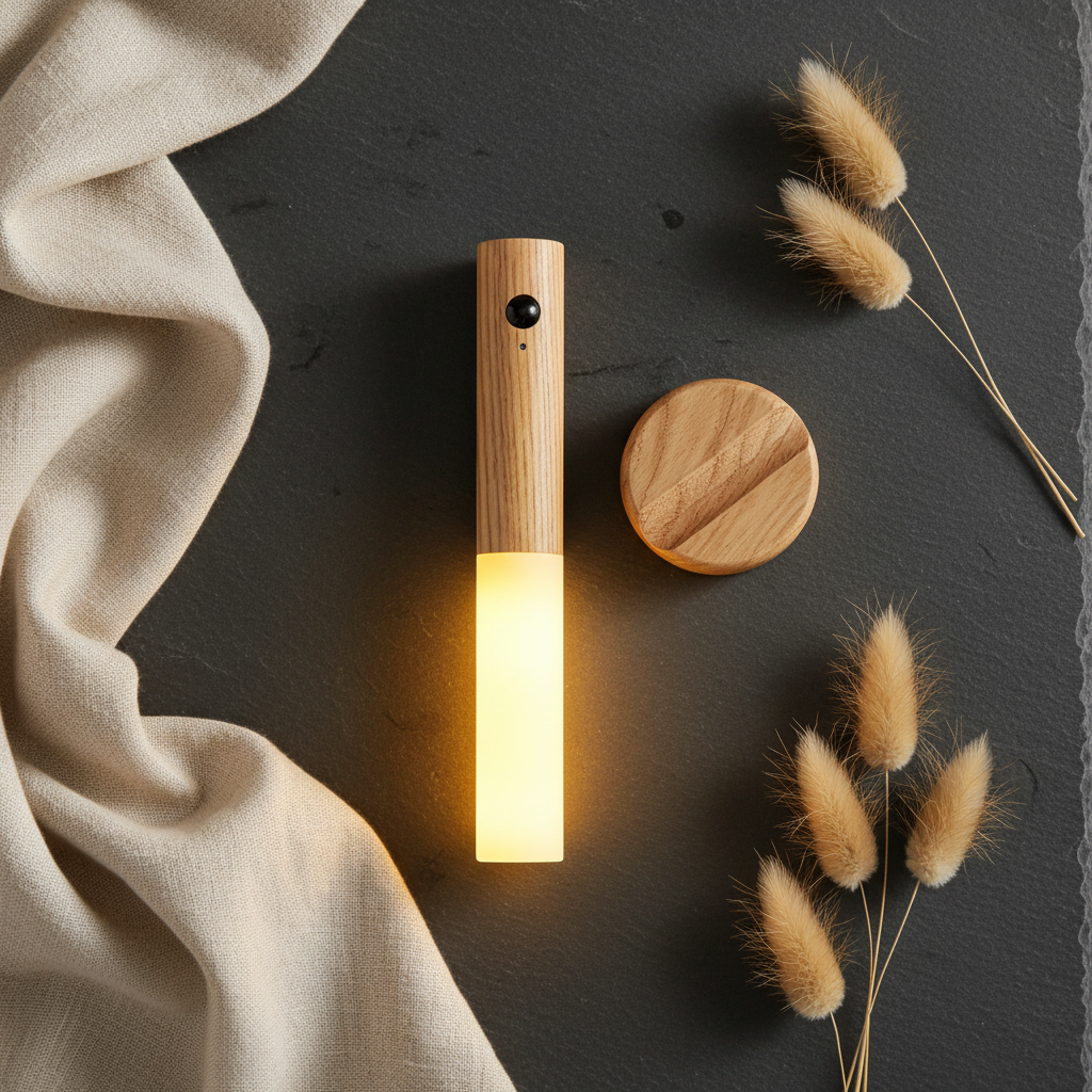 Wooden LED Wall Light - Flat Lay